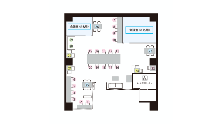 ＜モディコワーキング2人用No.22＞静岡モディのコワーキングスペース✨Wi-Fi/コンセントあり！リモートワーク/Web会議