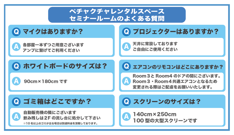 【レンタルスペースペチャクチャ】会議室Room3ーセミナールーム-15