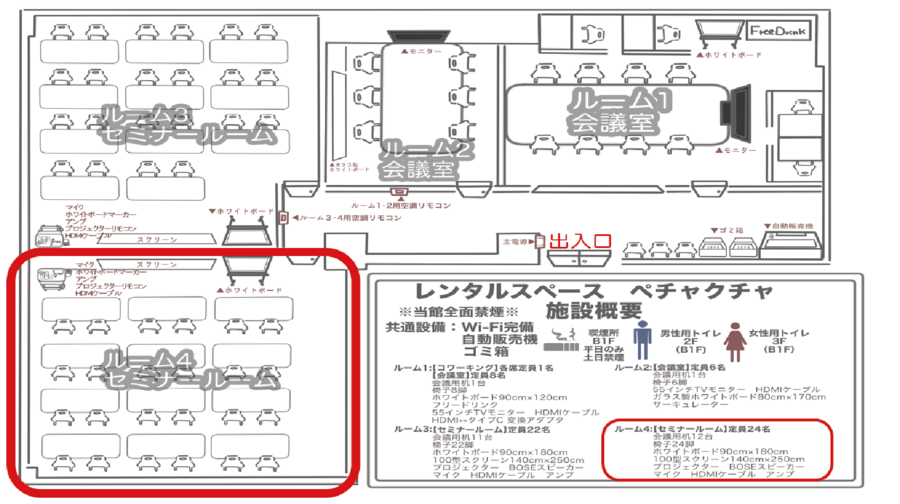 【レンタルスペースペチャクチャ】会議室Room4ーセミナールーム-22