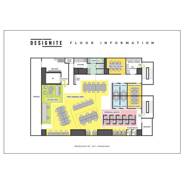 【大名天神】コワーキングスペースデザナイトのフリーアドレスエリア-12